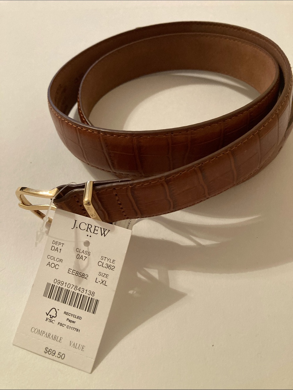 JCrew Factory embossed leather croc buckle belt